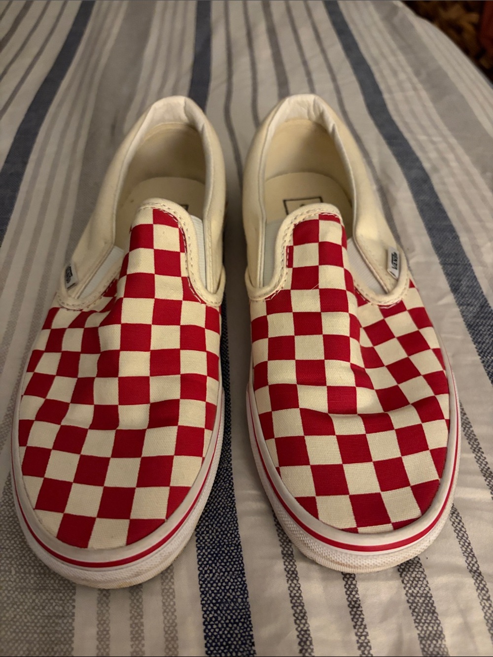 Vans Kids Slip-On Red and White Checkerboard Sneakers
